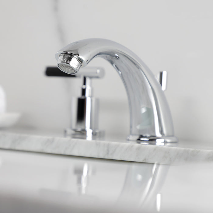 Kingston Tulare KB8961CKL - Kaiser Two-Handle 3-Hole Deck Mount Widespread Bathroom Faucet with Pop-Up Drain, Polished Chrome