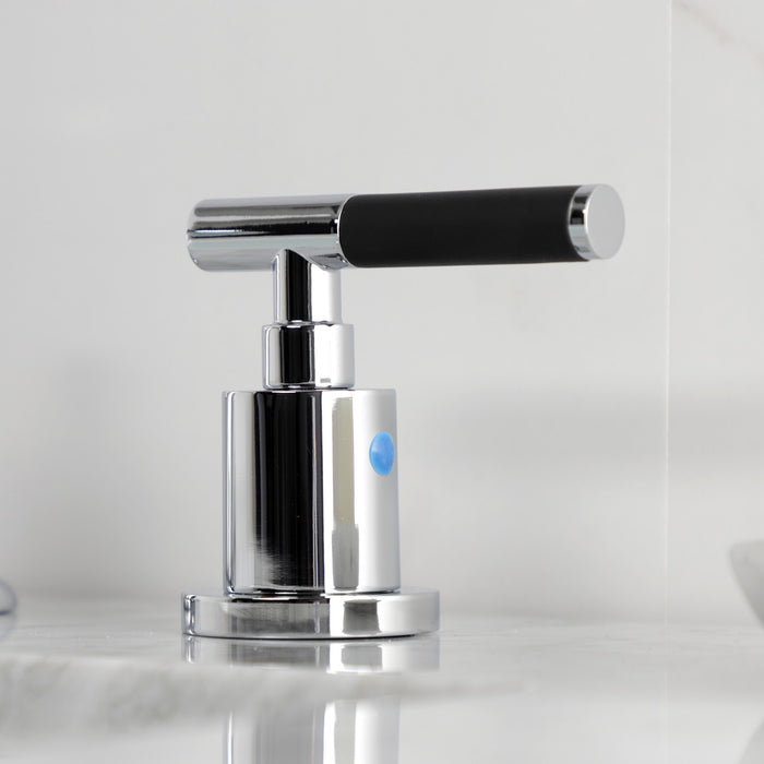 Kingston Tulare KB8961CKL - Kaiser Two-Handle 3-Hole Deck Mount Widespread Bathroom Faucet with Pop-Up Drain, Polished Chrome