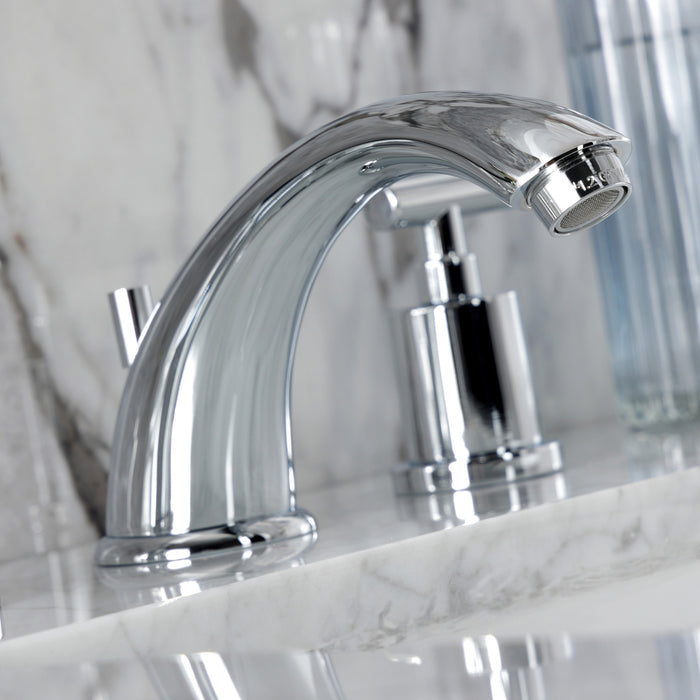 Kingston Tulare KB8961CML - Manhattan Two-Handle 3-Hole Deck Mount Widespread Bathroom Faucet with Pop-Up Drain, Polished Chrome