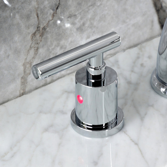 Kingston Tulare KB8961CML - Manhattan Two-Handle 3-Hole Deck Mount Widespread Bathroom Faucet with Pop-Up Drain, Polished Chrome