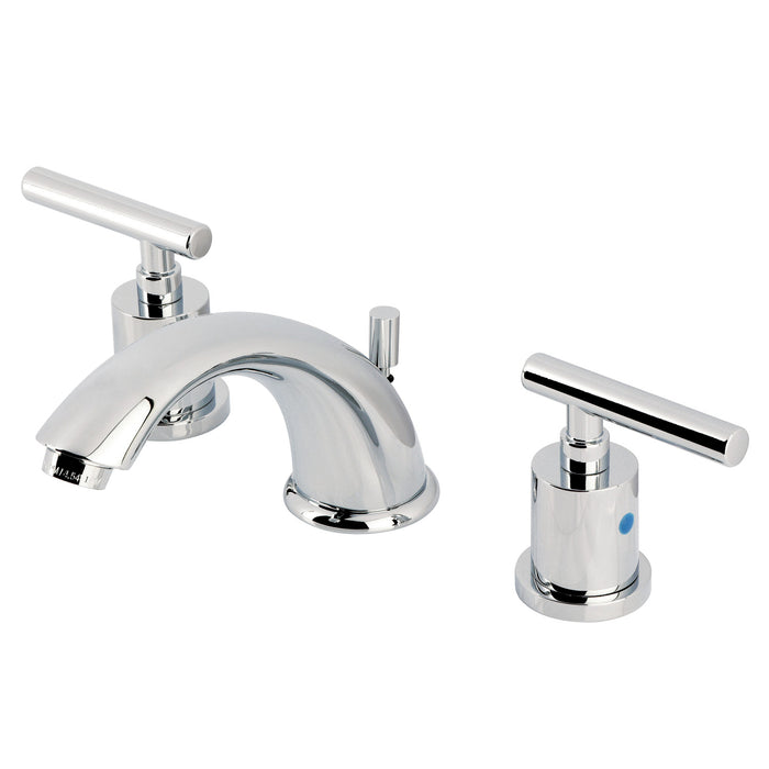 Kingston Tulare KB8961CML - Manhattan Two-Handle 3-Hole Deck Mount Widespread Bathroom Faucet with Pop-Up Drain, Polished Chrome