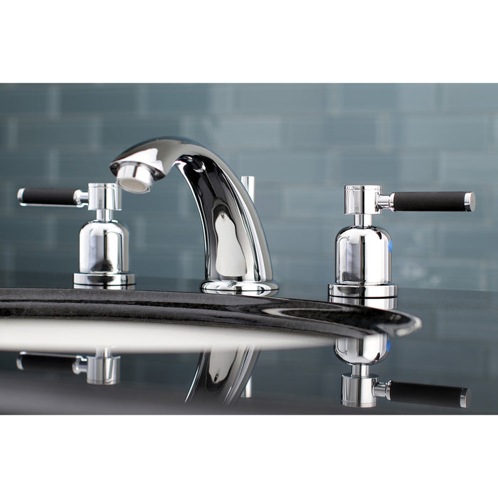 Kingston Tulare KB8961DKL - Kaiser Two-Handle 3-Hole Deck Mount Widespread Bathroom Faucet with Pop-Up Drain, Polished Chrome