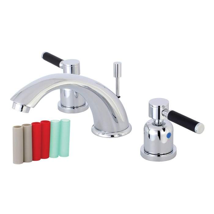 Kingston Tulare KB8961DKL - Kaiser Two-Handle 3-Hole Deck Mount Widespread Bathroom Faucet with Pop-Up Drain, Polished Chrome