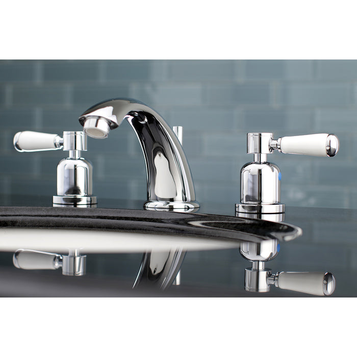 Paris KB8961DPL Two-Handle 3-Hole Deck Mount Widespread Bathroom Faucet with Plastic Pop-Up, Polished Chrome