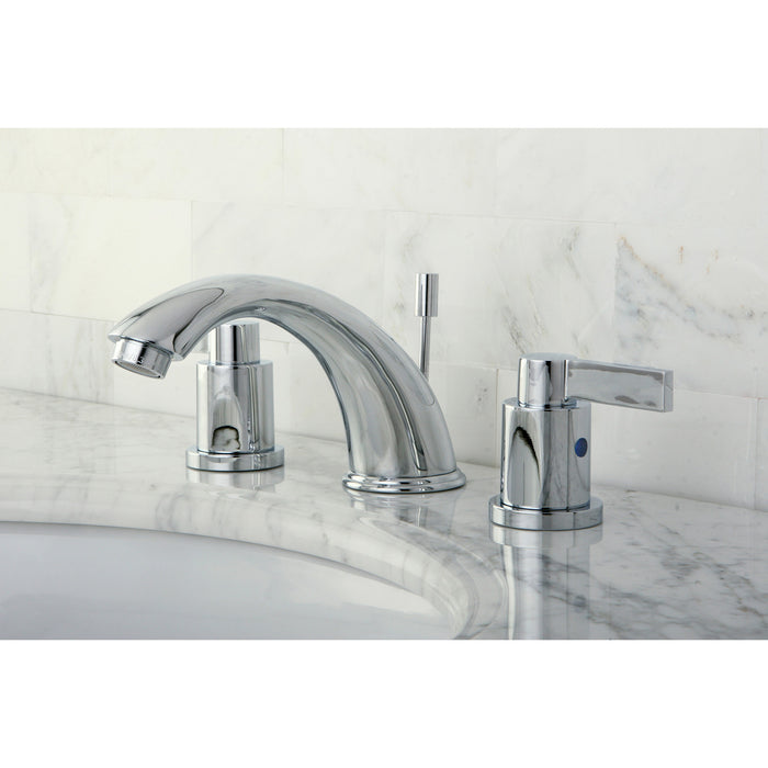 Kingston Tulare KB8961NDL - NuvoFusion Two-Handle 3-Hole Deck Mount Widespread Bathroom Faucet with Pop-Up Drain, Polished Chrome