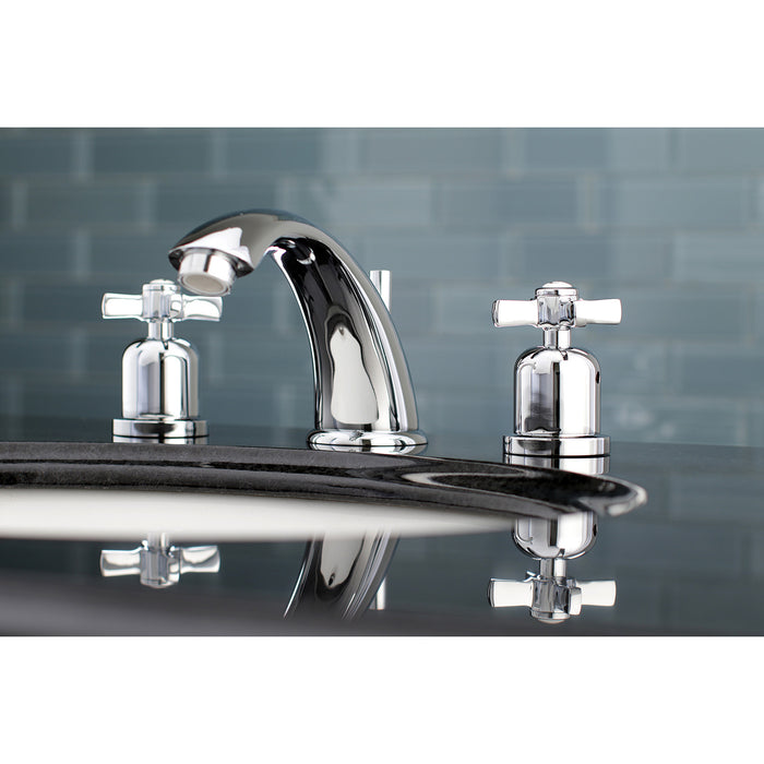 Millennium KB8961ZX Two-Handle 3-Hole Deck Mount Widespread Bathroom Faucet with Plastic Pop-Up, Polished Chrome