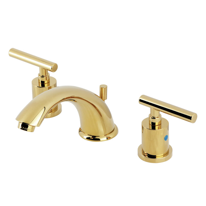 Kingston Tulare KB8962CML - Manhattan Two-Handle 3-Hole Deck Mount Widespread Bathroom Faucet with Pop-Up Drain, Polished Brass