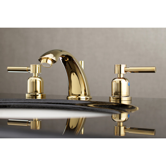 Concord KB8962DL Two-Handle 3-Hole Deck Mount Widespread Bathroom Faucet with Plastic Pop-Up, Polished Brass