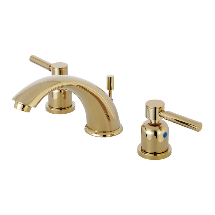 Concord KB8962DL Two-Handle 3-Hole Deck Mount Widespread Bathroom Faucet with Plastic Pop-Up, Polished Brass