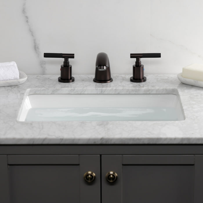 Kingston Tulare KB8965CKL - Kaiser Two-Handle 3-Hole Deck Mount Widespread Bathroom Faucet with Pop-Up Drain, Oil Rubbed Bronze