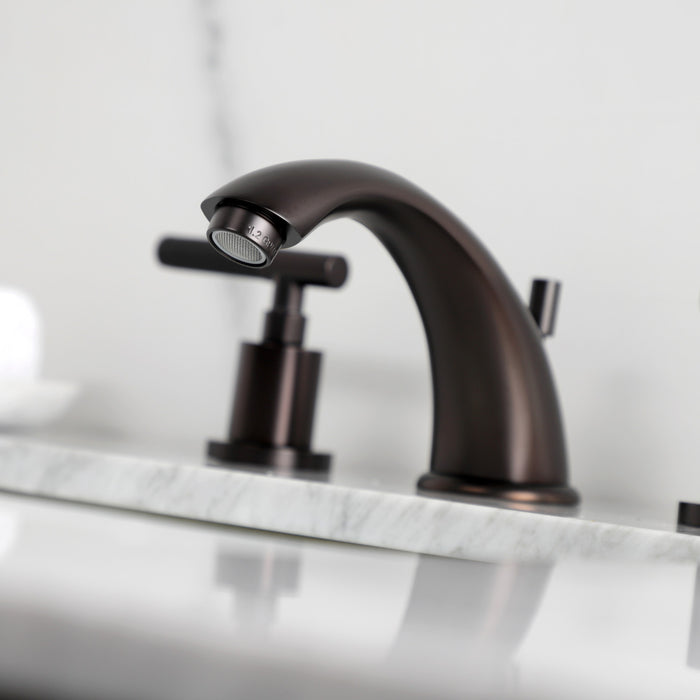 Kingston Tulare KB8965CKL - Kaiser Two-Handle 3-Hole Deck Mount Widespread Bathroom Faucet with Pop-Up Drain, Oil Rubbed Bronze
