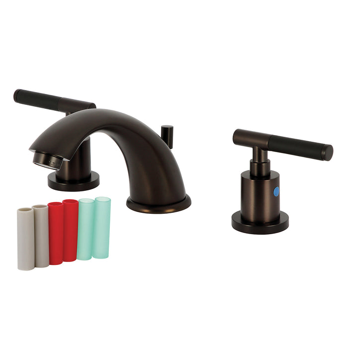 Kingston Tulare KB8965CKL - Kaiser Two-Handle 3-Hole Deck Mount Widespread Bathroom Faucet with Pop-Up Drain, Oil Rubbed Bronze
