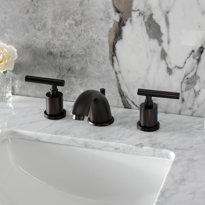 Kingston Tulare KB8965CML - Manhattan Two-Handle 3-Hole Deck Mount Widespread Bathroom Faucet with Pop-Up Drain, Oil Rubbed Bronze