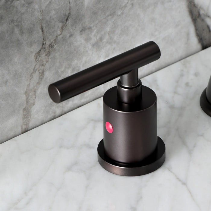 Kingston Tulare KB8965CML - Manhattan Two-Handle 3-Hole Deck Mount Widespread Bathroom Faucet with Pop-Up Drain, Oil Rubbed Bronze