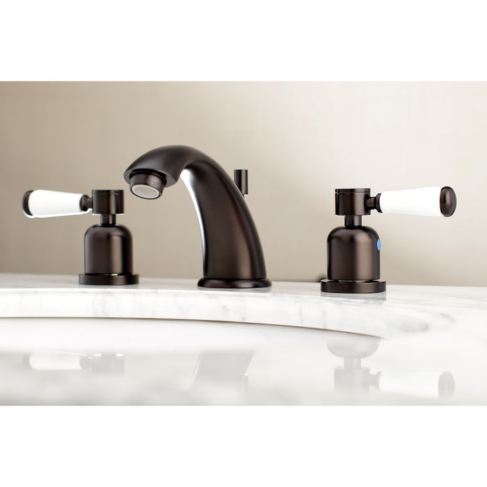 Paris KB8965DPL Two-Handle 3-Hole Deck Mount Widespread Bathroom Faucet with Plastic Pop-Up, Oil Rubbed Bronze