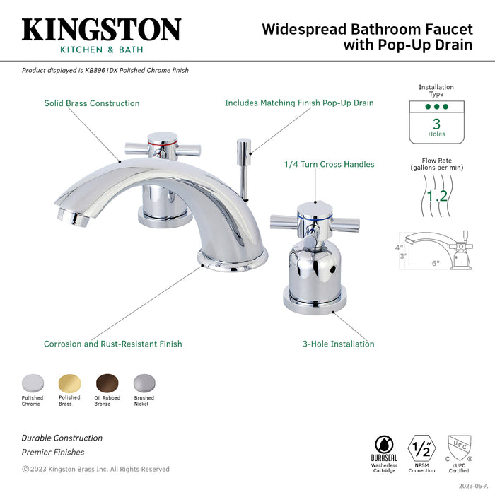 Concord KB8965DX Two-Handle 3-Hole Deck Mount Widespread Bathroom Faucet with Plastic Pop-Up, Oil Rubbed Bronze