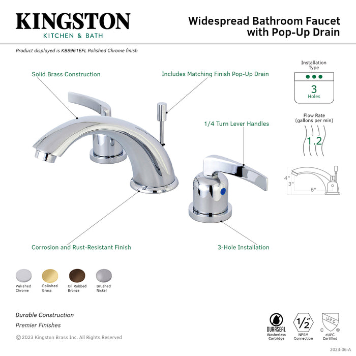 Centurion KB8965EFL Two-Handle 3-Hole Deck Mount Widespread Bathroom Faucet with Plastic Pop-Up, Oil Rubbed Bronze