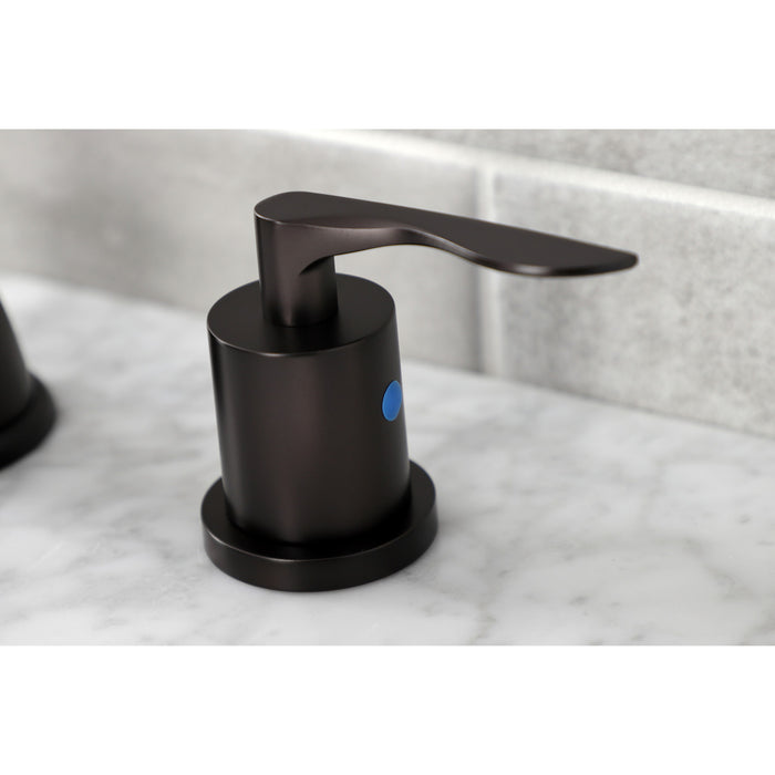 Serena KB8965SVL Two-Handle 3-Hole Deck Mount Widespread Bathroom Faucet with Pop-Up Drain, Oil Rubbed Bronze