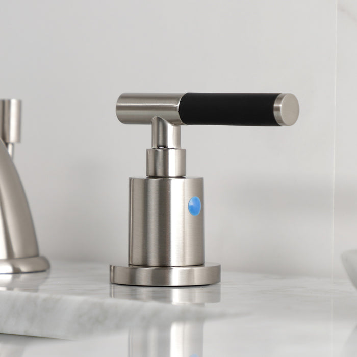 Kingston Tulare KB8968CKL - Kaiser Two-Handle 3-Hole Deck Mount Widespread Bathroom Faucet with Pop-Up Drain, Brushed Nickel