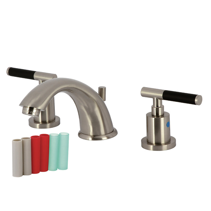 Kingston Tulare KB8968CKL - Kaiser Two-Handle 3-Hole Deck Mount Widespread Bathroom Faucet with Pop-Up Drain, Brushed Nickel