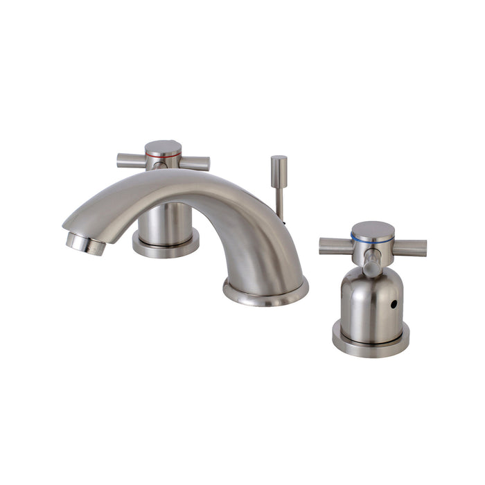 Kingston Tulare KB8968DX - Concord Two-Handle 3-Hole Deck Mount Widespread Bathroom Faucet with Pop-Up Drain, Brushed Nickel