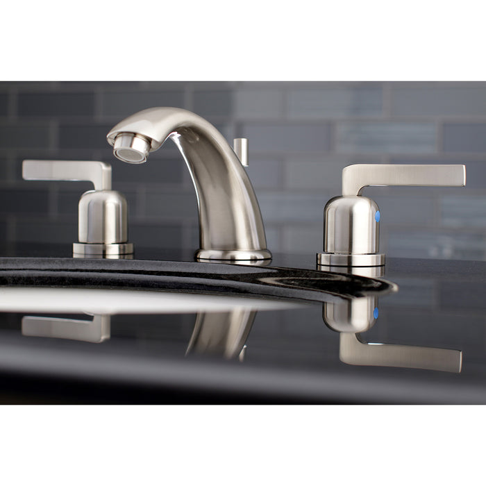 Kingston Tulare KB8968EFL - Centurion Two-Handle 3-Hole Deck Mount Widespread Bathroom Faucet with Pop-Up Drain, Brushed Nickel