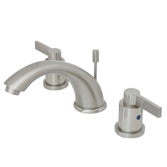 Kingston Tulare KB8968NDL - NuvoFusion Two-Handle 3-Hole Deck Mount Widespread Bathroom Faucet with Pop-Up Drain, Brushed Nickel