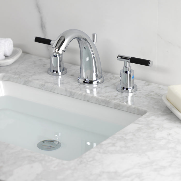 Kingston Tulare KB8981CKL - Kaiser Two-Handle 3-Hole Deck Mount Widespread Bathroom Faucet with Pop-Up Drain, Polished Chrome