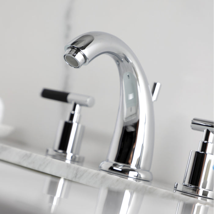 Kingston Tulare KB8981CKL - Kaiser Two-Handle 3-Hole Deck Mount Widespread Bathroom Faucet with Pop-Up Drain, Polished Chrome