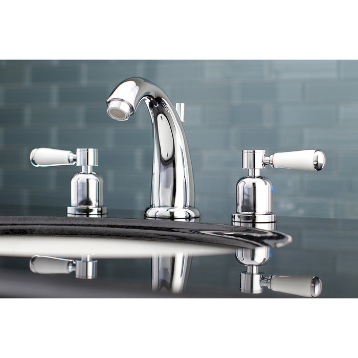 Kingston Heirloom KB8981DPL - Paris Two-Handle 3-Hole Deck Mount Widespread Bathroom Faucet with Pop-Up Drain, Polished Chrome