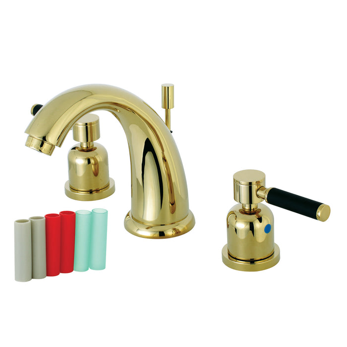 Kaiser KB8982DKL Two-Handle 3-Hole Deck Mount Widespread Bathroom Faucet with Plastic Pop-Up, Polished Brass