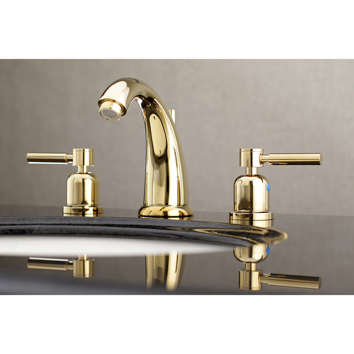 Concord KB8982DL Two-Handle 3-Hole Deck Mount Widespread Bathroom Faucet with Plastic Pop-Up, Polished Brass