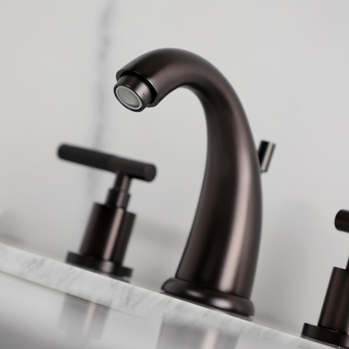 Kingston Tulare KB8985CKL - Kaiser Two-Handle 3-Hole Deck Mount Widespread Bathroom Faucet with Pop-Up Drain, Oil Rubbed Bronze