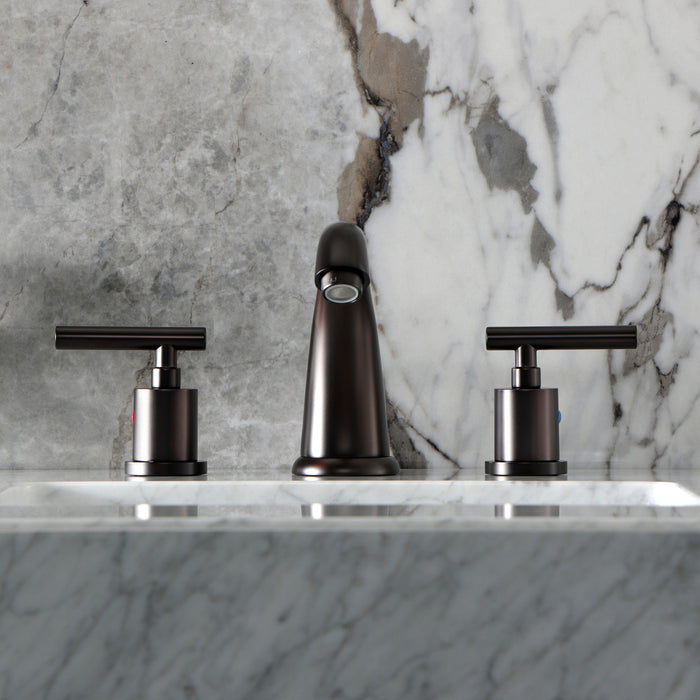 Kingston Tulare KB8985CML - Manhattan Two-Handle 3-Hole Deck Mount Widespread Bathroom Faucet with Pop-Up Drain, Oil Rubbed Bronze