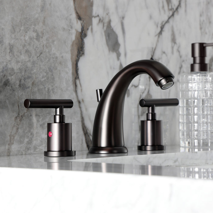 Kingston Tulare KB8985CML - Manhattan Two-Handle 3-Hole Deck Mount Widespread Bathroom Faucet with Pop-Up Drain, Oil Rubbed Bronze