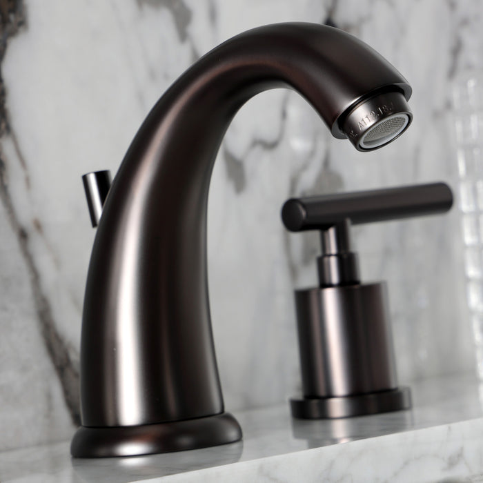 Kingston Tulare KB8985CML - Manhattan Two-Handle 3-Hole Deck Mount Widespread Bathroom Faucet with Pop-Up Drain, Oil Rubbed Bronze