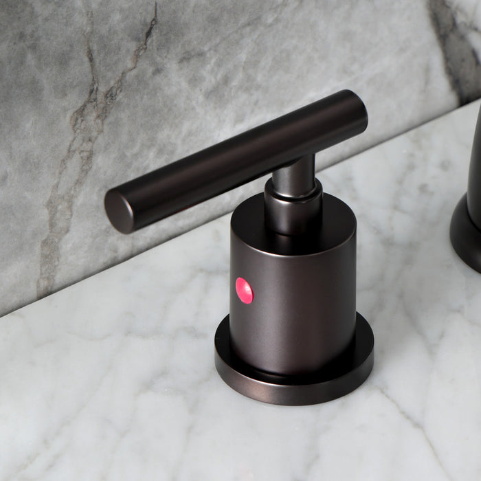 Kingston Tulare KB8985CML - Manhattan Two-Handle 3-Hole Deck Mount Widespread Bathroom Faucet with Pop-Up Drain, Oil Rubbed Bronze