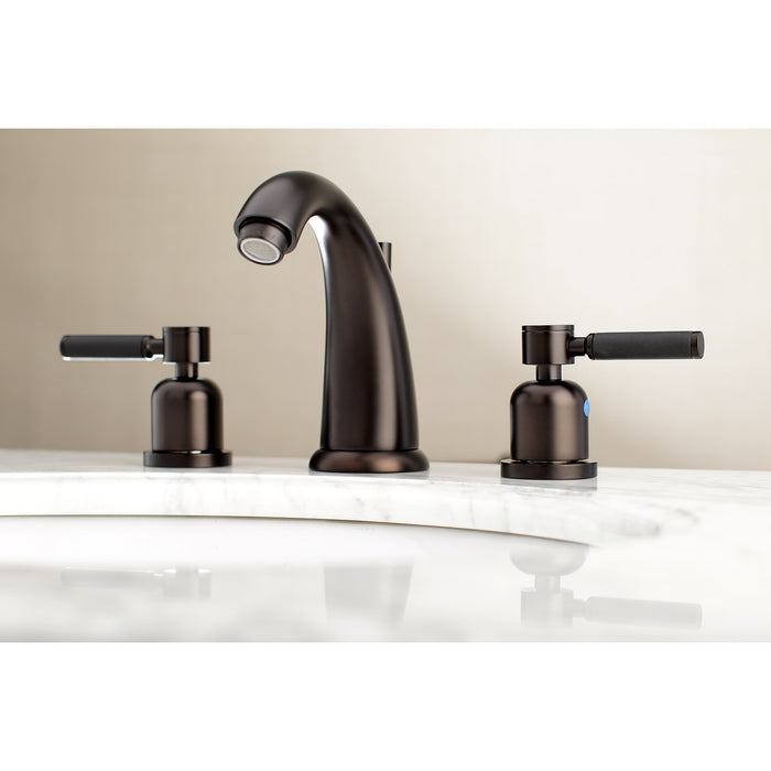 Kingston Tulare KB8985DKL - Kaiser Two-Handle 3-Hole Deck Mount Widespread Bathroom Faucet with Pop-Up Drain, Oil Rubbed Bronze