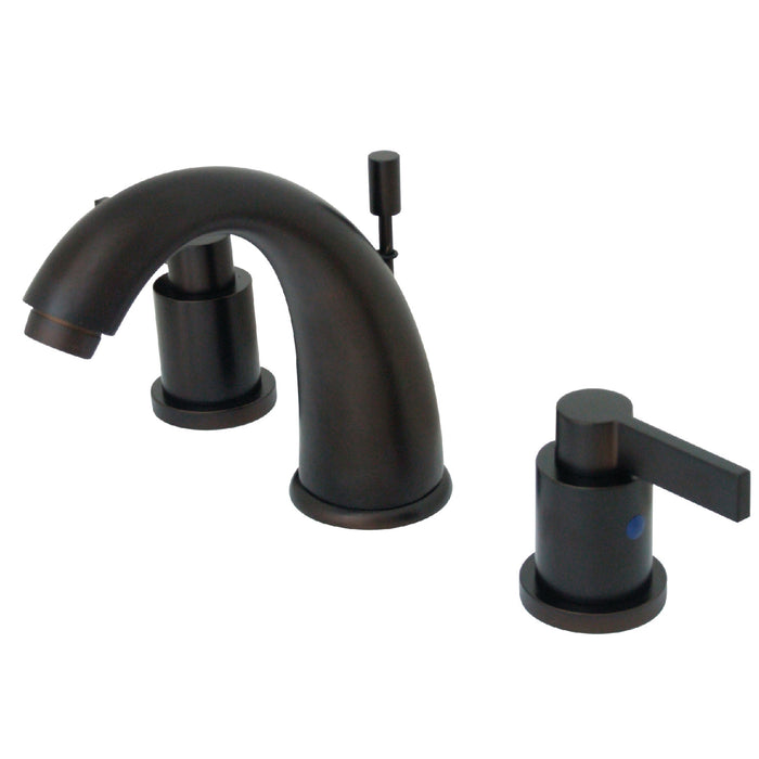 NuvoFusion KB8985NDL Two-Handle 3-Hole Deck Mount Widespread Bathroom Faucet with Plastic Pop-Up, Oil Rubbed Bronze