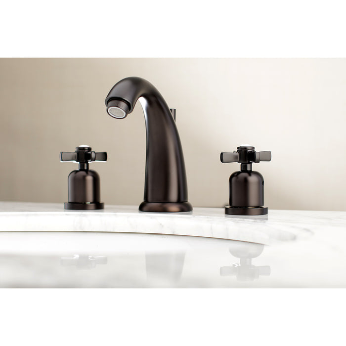 Millennium KB8985ZX Two-Handle 3-Hole Deck Mount Widespread Bathroom Faucet with Plastic Pop-Up, Oil Rubbed Bronze
