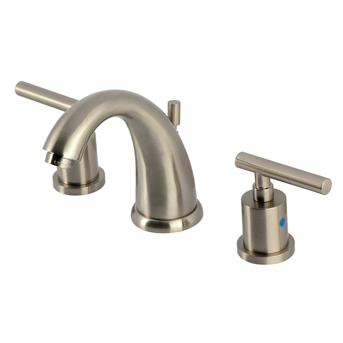 Kingston Tulare KB8988CML - Manhattan Two-Handle 3-Hole Deck Mount Widespread Bathroom Faucet with Pop-Up Drain, Brushed Nickel