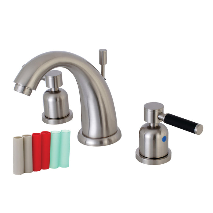 Kaiser KB8988DKL Two-Handle 3-Hole Deck Mount Widespread Bathroom Faucet with Plastic Pop-Up, Brushed Nickel