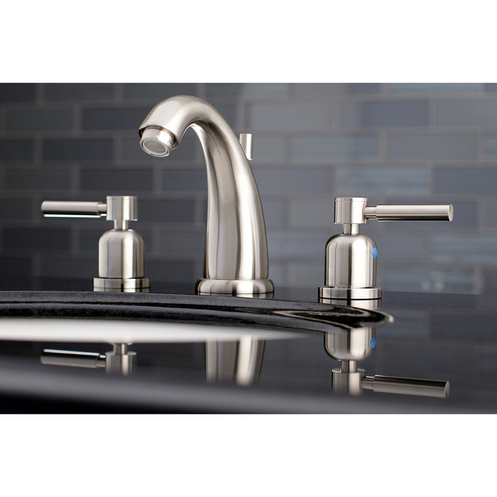Concord KB8988DL Two-Handle 3-Hole Deck Mount Widespread Bathroom Faucet with Plastic Pop-Up, Brushed Nickel