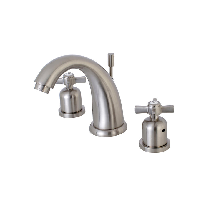 Millennium KB8988ZX Two-Handle 3-Hole Deck Mount Widespread Bathroom Faucet with Plastic Pop-Up, Brushed Nickel