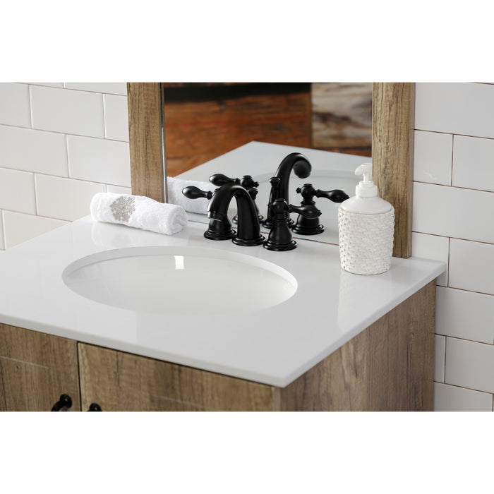 Kingston Tulare KB910ACL - American Classic Two-Handle 3-Hole Deck Mount Widespread Bathroom Faucet with Pop-Up Drain, Matte Black