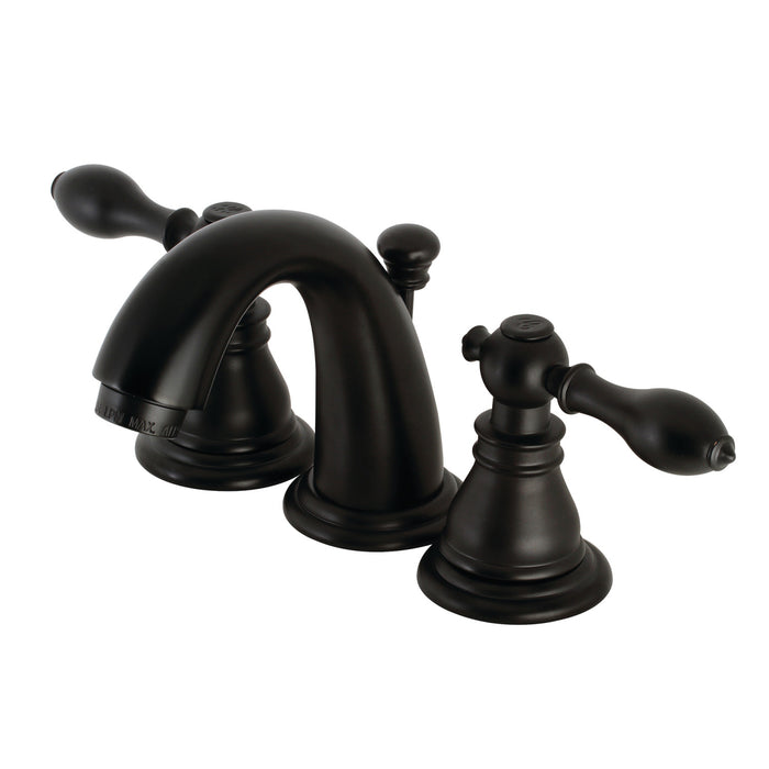 Kingston Tulare KB910ACL - American Classic Two-Handle 3-Hole Deck Mount Widespread Bathroom Faucet with Pop-Up Drain, Matte Black