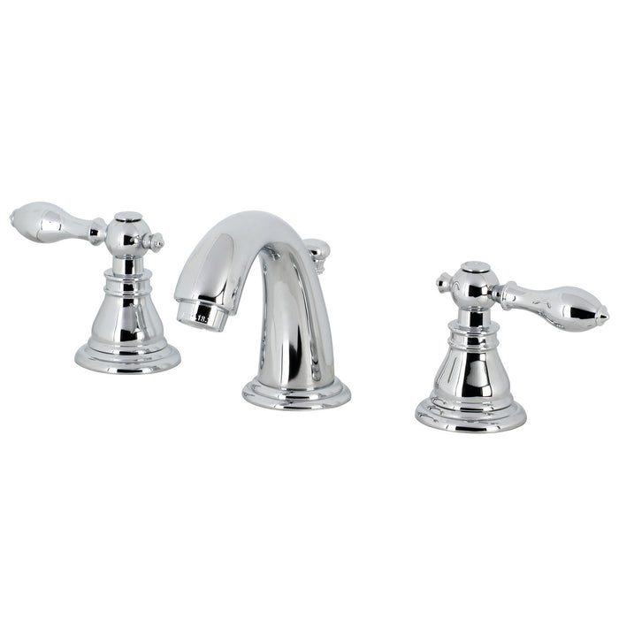 Kingston Tulare KB911ACL - American Classic Two-Handle 3-Hole Deck Mount Widespread Bathroom Faucet with Pop-Up Drain, Polished Chrome