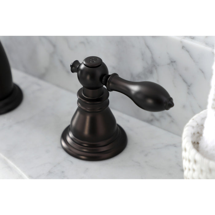 Kingston Tulare KB915ACL - American Classic Two-Handle 3-Hole Deck Mount Widespread Bathroom Faucet with Pop-Up Drain, Oil Rubbed Bronze
