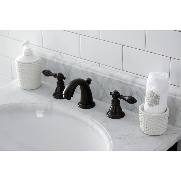 Kingston Tulare KB915ACL - American Classic Two-Handle 3-Hole Deck Mount Widespread Bathroom Faucet with Pop-Up Drain, Oil Rubbed Bronze