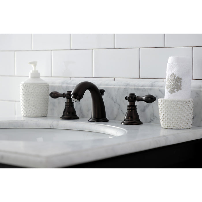 Kingston Tulare KB915ACL - American Classic Two-Handle 3-Hole Deck Mount Widespread Bathroom Faucet with Pop-Up Drain, Oil Rubbed Bronze